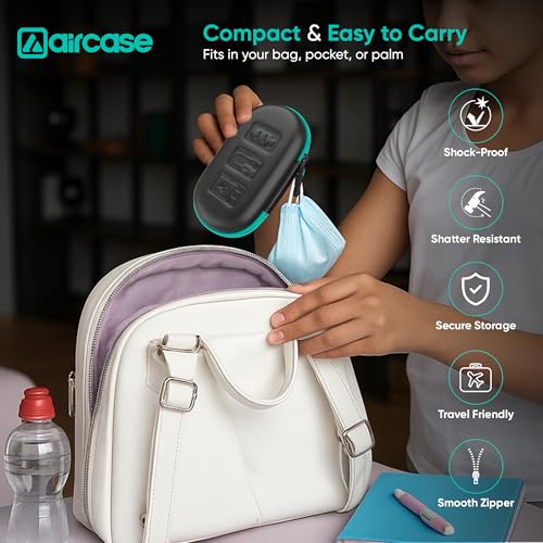 Aircase Earphone Carrying Case with Shockproof EVA Foam, Hard Shell, Compact & Lightweight, Mesh Pocket, Zipper Travel Organizer Pouch for Earbuds, Flash Drives, SD Cards, Cables (Green Zip) - Image 5