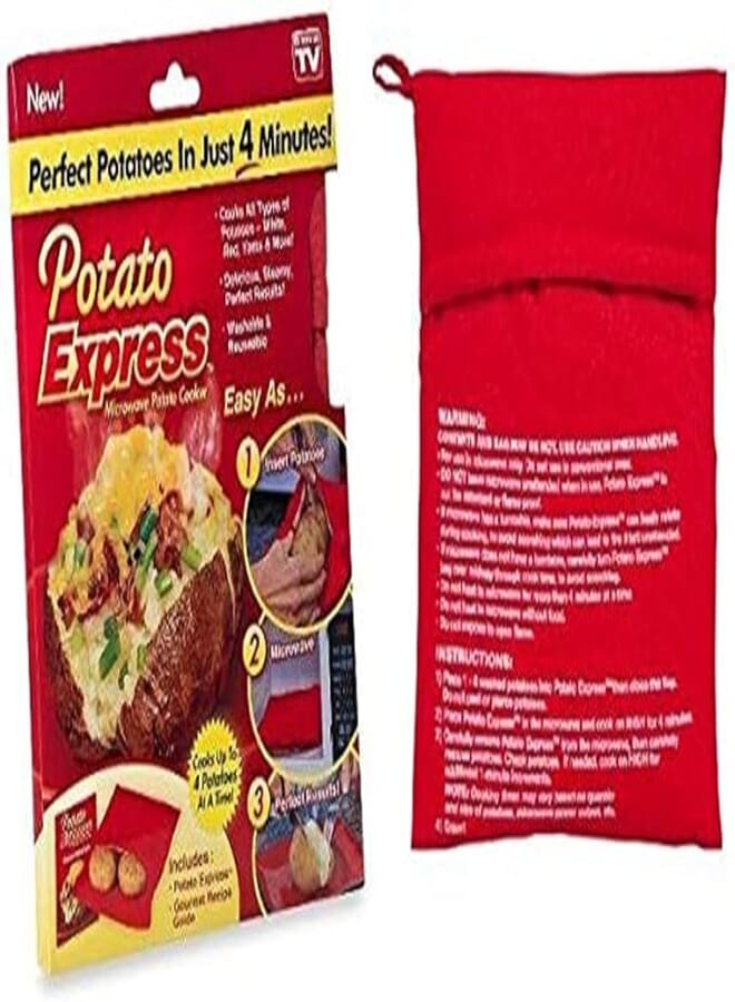 Spaceshoop Generic Potato Express - Insulated Food Storage Container, Red, Oval, Steam Pocket, BPA Free, 1 Count, Hand Wash Only