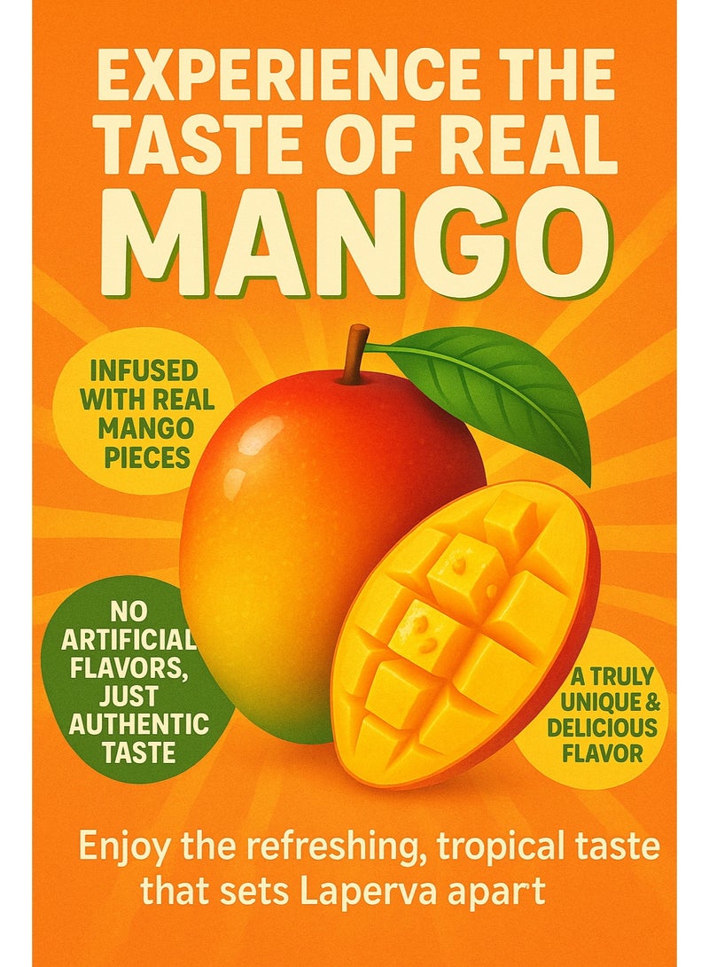 Laperva مسحوق بروتين مصل اللبن لابيرفا تريبل جولد، نكهة مانجو مقرمشة - 25 جرام بروتين، قطع فواكه حقيقية، مكمل لاستعادة ونمو العضلات، 32 جرام، حصة واحدة - Image 2