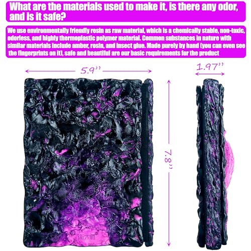 LZlightactor Handmade Big Eye Monster Embossed Journal,Resin Engraving Notebook,Blank Paper,Hardcover Travel Notepad for Writing,Sketchbook,Collection,Gift,Decoration Diary for Man Woman A5 Size (Purple) - Image 2