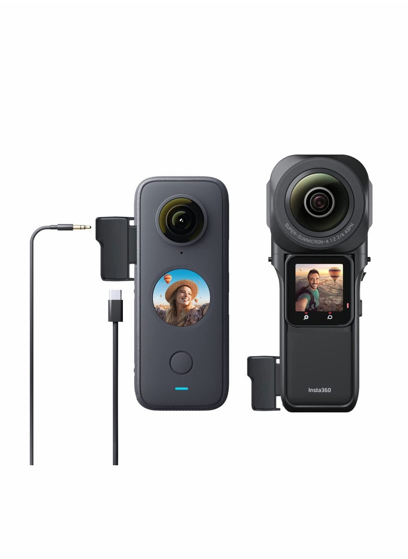 Excefore - ONE X2 Dual Mic Adapter, Upgraded 3.5mm Input Mic Compatible with Insta360 ONE RS 1 Inch X2 Extrenal Microphones and USB-C Port, Insta360 ONE X2 Mic Action Camera Accesories - Image 1