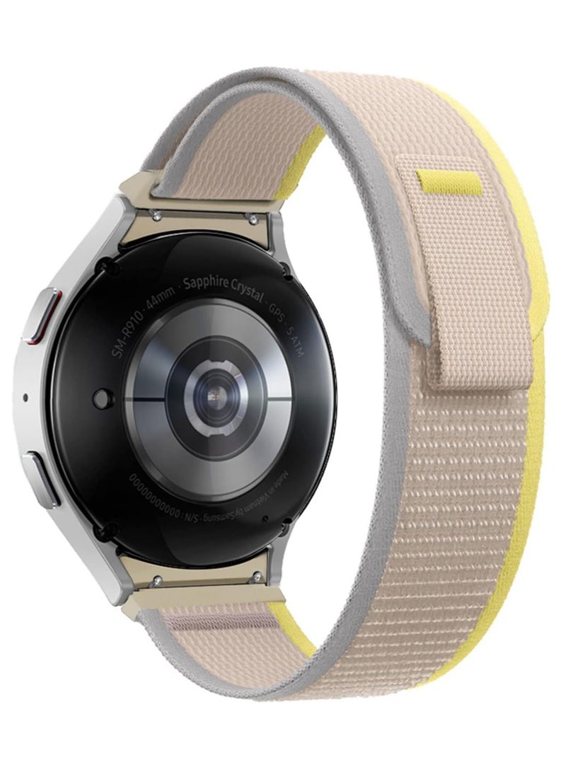 ten.tech Tentech Nylon Watch Band For Samsung Galaxy Watch 6 / 5 / 4 Bands 40mm 44mm/Watch 5 Pro Band 45mm/Watch 4 / 6 Classic Bands 42mm 43mm 46mm 47mm Beige & yellow  - Image 1