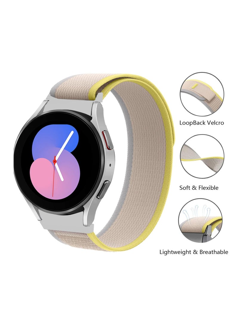 ten.tech Tentech Nylon Watch Band For Samsung Galaxy Watch 6 / 5 / 4 Bands 40mm 44mm/Watch 5 Pro Band 45mm/Watch 4 / 6 Classic Bands 42mm 43mm 46mm 47mm Beige & yellow  - Image 2