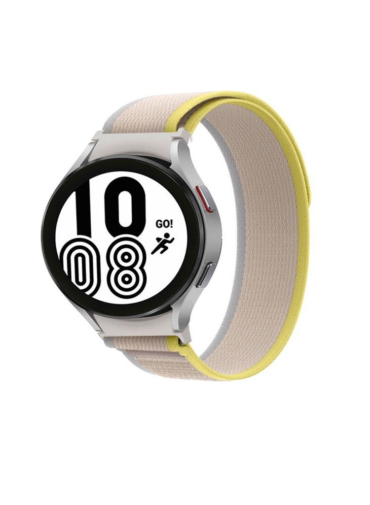 ten.tech Tentech Nylon Watch Band For Samsung Galaxy Watch 6 / 5 / 4 Bands 40mm 44mm/Watch 5 Pro Band 45mm/Watch 4 / 6 Classic Bands 42mm 43mm 46mm 47mm Beige & yellow  - Image 5