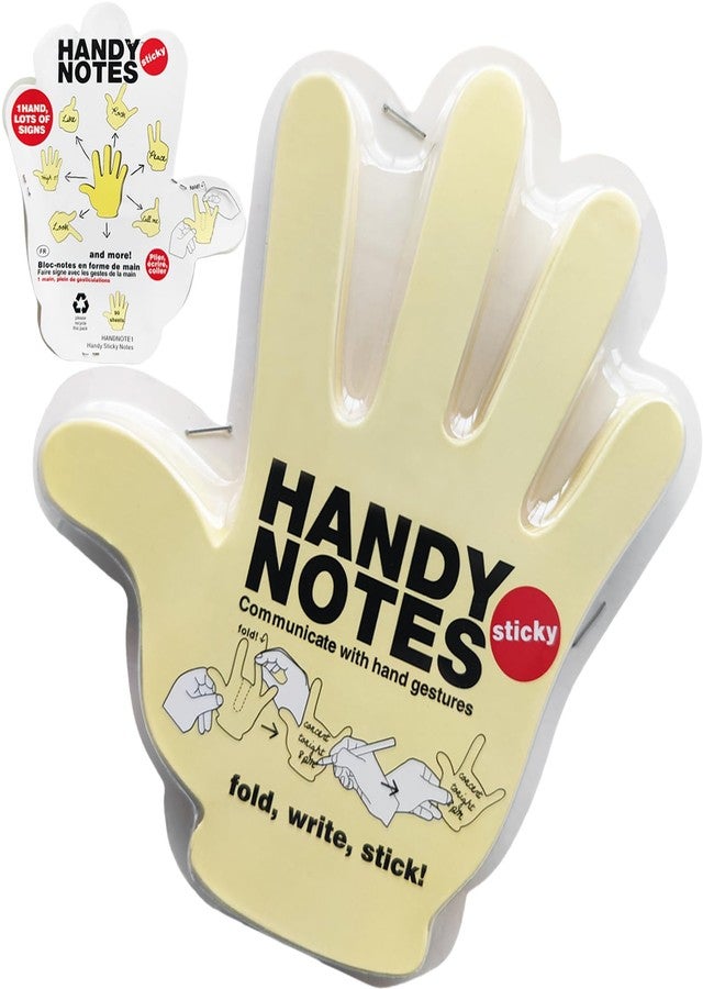 AIZIXIN Yellow Fold Write Handy Notes,Hand Shaped Sticky Notes Sticker 90 Sheets(3 Pads per Pack,30 Sheets per pad),Office Supplies and School Products,Easy to Post for Home,Office,Notebook. - Image 1