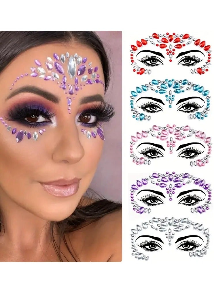 Ucanbe 3D Sexy Face Tattoo Crystal Rhinestones Stickers Temporary Tattoos Glitter Masquerade Women Party Face Jewels Tattoo - Image 4
