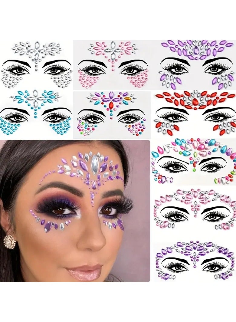 Ucanbe 3D Sexy Face Tattoo Crystal Rhinestones Stickers Temporary Tattoos Glitter Masquerade Women Party Face Jewels Tattoo - Image 5