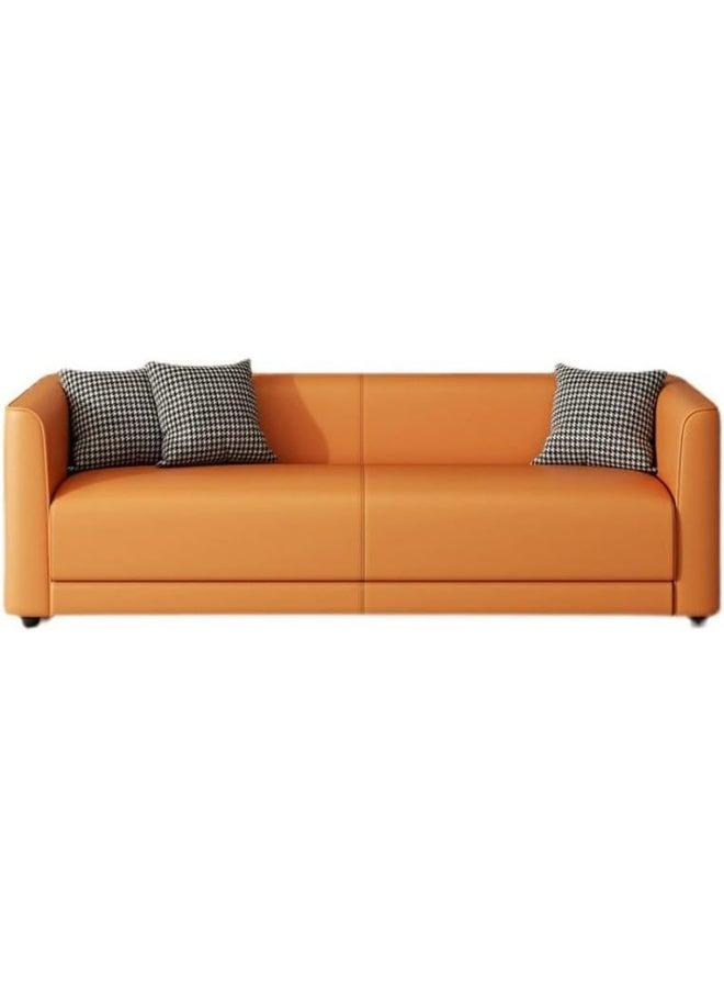 Poppins Home Poppins HOME Contemporary Sofa with Houndstooth Pattern Cushions (Orange, 3 Seater)  - Image 2