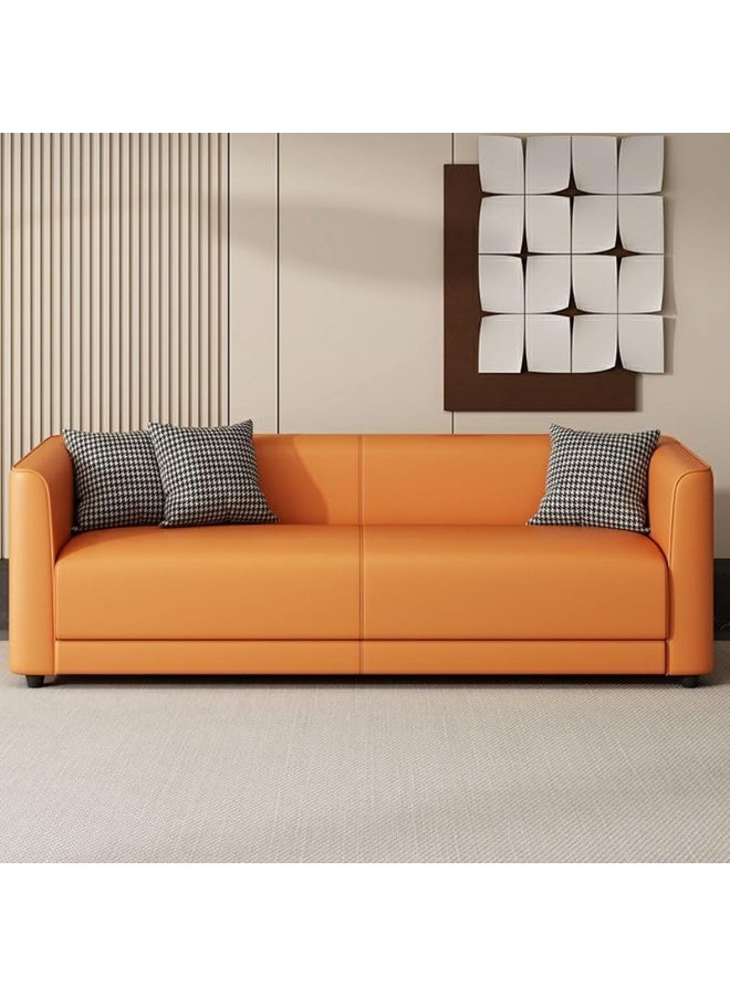 Poppins Home Poppins HOME Contemporary Sofa with Houndstooth Pattern Cushions (Orange, 3 Seater)  - Image 1