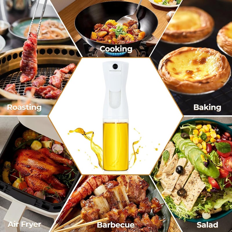 PEIPU Oil Sprayer for Cooking-7.5oz/220ml Glass Olive Oil Sprayer Mister, Kitchen Gadgets Accessories for Air Fryer,Canola Oil Spritzer,Widely Used for Salad Making,Baking,Frying,BBQ (White) - Image 4