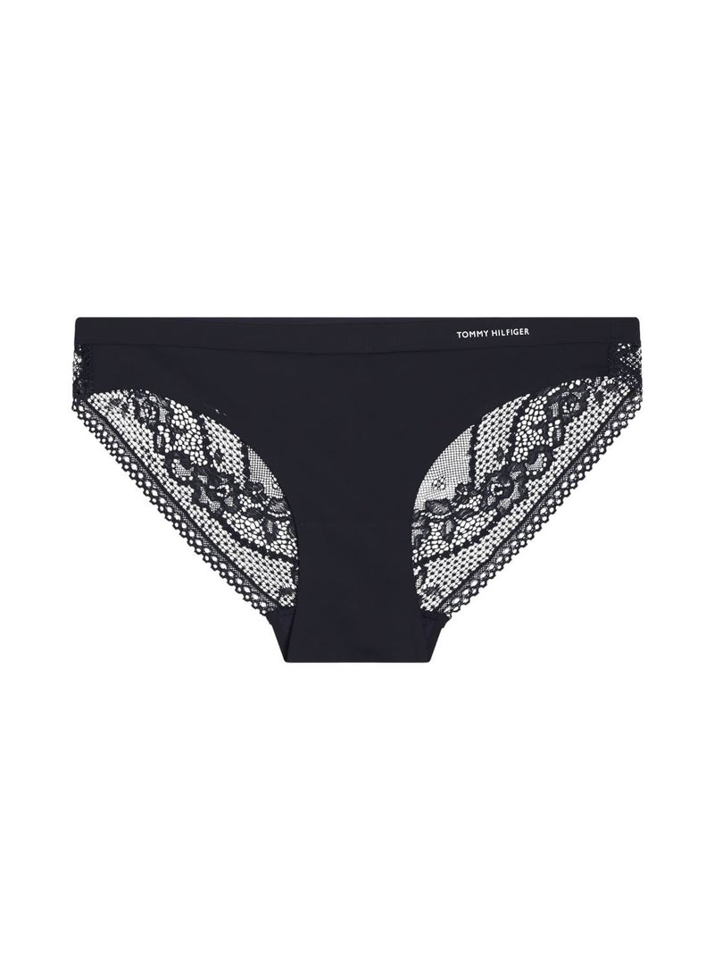 TOMMY HILFIGER Women's Logo Waistband Lace Briefs - Polyamide, Blue  - Image 1