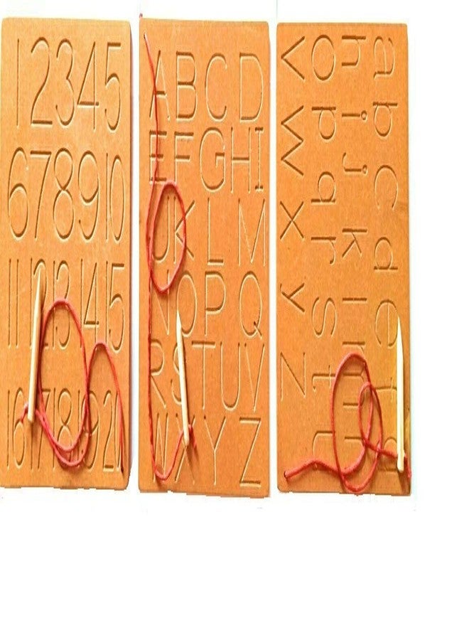 futurez key� Capital and Small Alphabet with Numbers Writing Practice Wooden Boards Educational Toys for Kids (3 to 7 Years) -Set of 3-Orange - Image 1