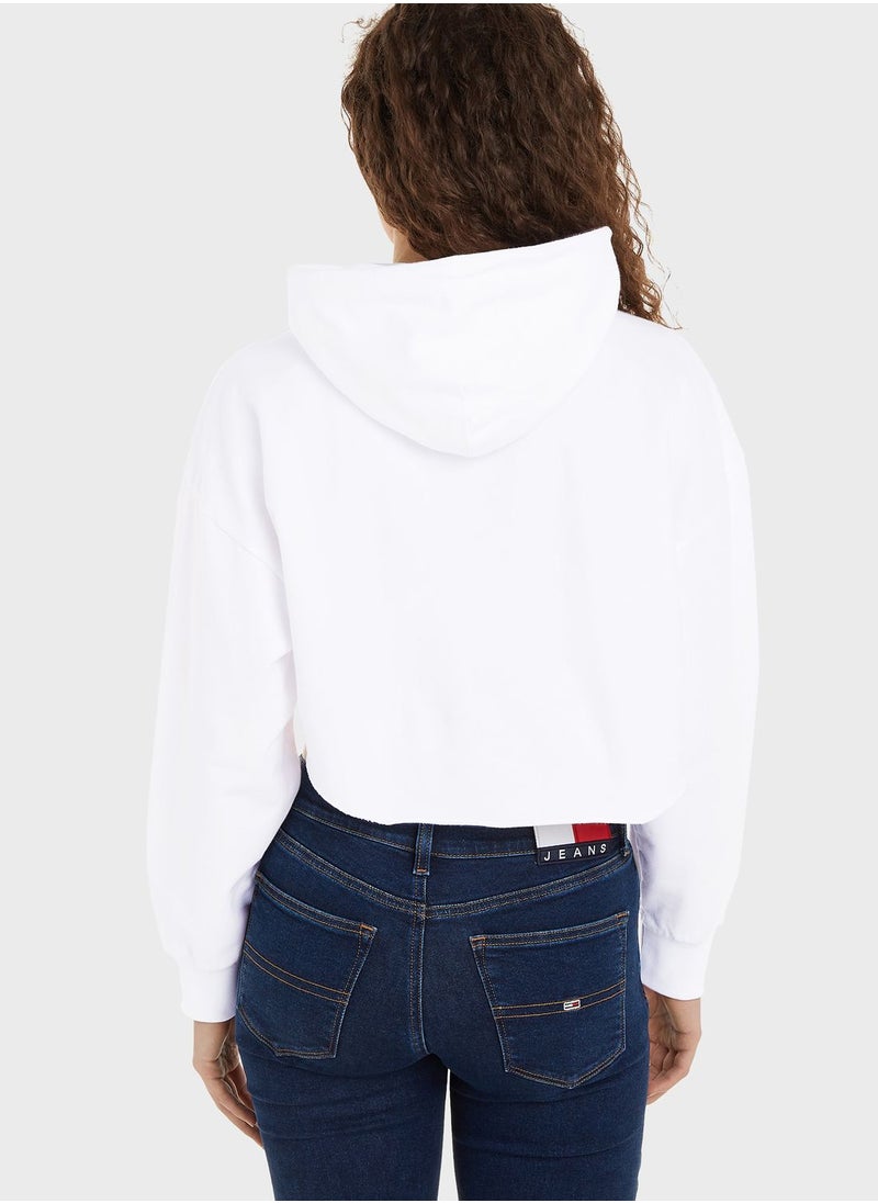 TOMMY JEANS - Logo Knitted Crop Hoodie - Image 1