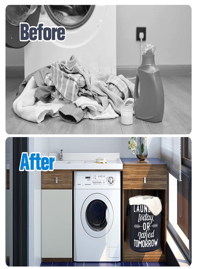 NUTAINLA Wash Today Laundry Basket Foldable Oxford Cloth Funny Tote Bag Laundry Hamper Clothes Storage Bucket Organizer For Bathroom/Laundry Storage/Bedroom Storage Basket 17.7x13.7 Inch - Image 5