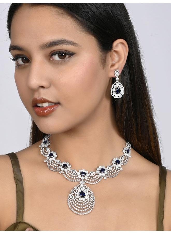 VOYLLA CZ Elegance Teardrop Cut Blue Gems Jewellery Set  - Image 5