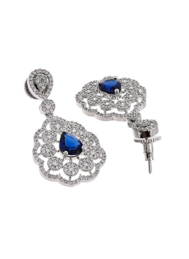 VOYLLA CZ Elegance Teardrop Cut Blue Gems Jewellery Set  - Image 4