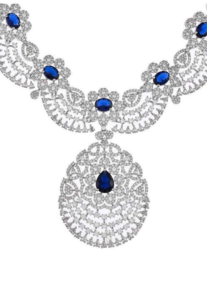 VOYLLA CZ Elegance Teardrop Cut Blue Gems Jewellery Set  - Image 3
