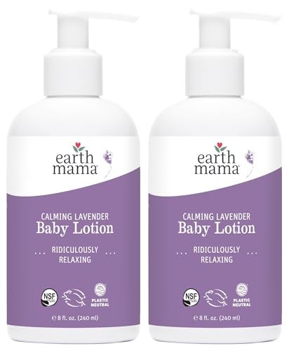 Earth Mama Calming Lavender Baby Lotion for Dry Skin, Calendula Cream for Newborn Skin Care, Children's Moisturizer, Aloe Juice, Rooibos, & Shea Butter, Lavender Lotion, 8 Fl Oz (2Pk) - Image 1