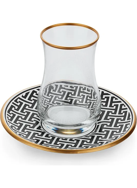 Schafer Tommy 6-Piece Glass Tea Set 12 Pieces-Black