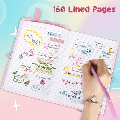 Primo Lines All In One Gift Kit for Girls – Lock and Key Plush Journal Stationery Set with 53 Stickers, 1 Bracelet, 1 Coin Purse, 4 Straws and 3 Sticky Notes, for Kids, Toddlers, and Teens (Pink Boba) - Image 3