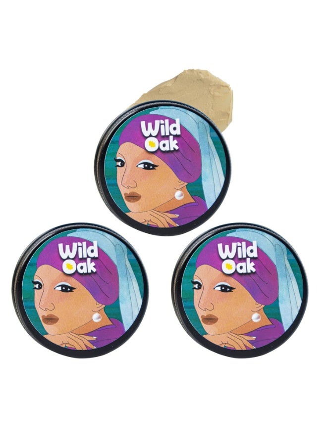 WILD OAK WildOak Face & Under Eye Clay Mask | Deep Pore Detox, Brightening & Firming Treatment for Dark Circles, Puffiness & Fine Lines | Natural Blend - Smooth & Radiant Skin | Sandalwood & Saffron | 50gm x 3 - Image 1