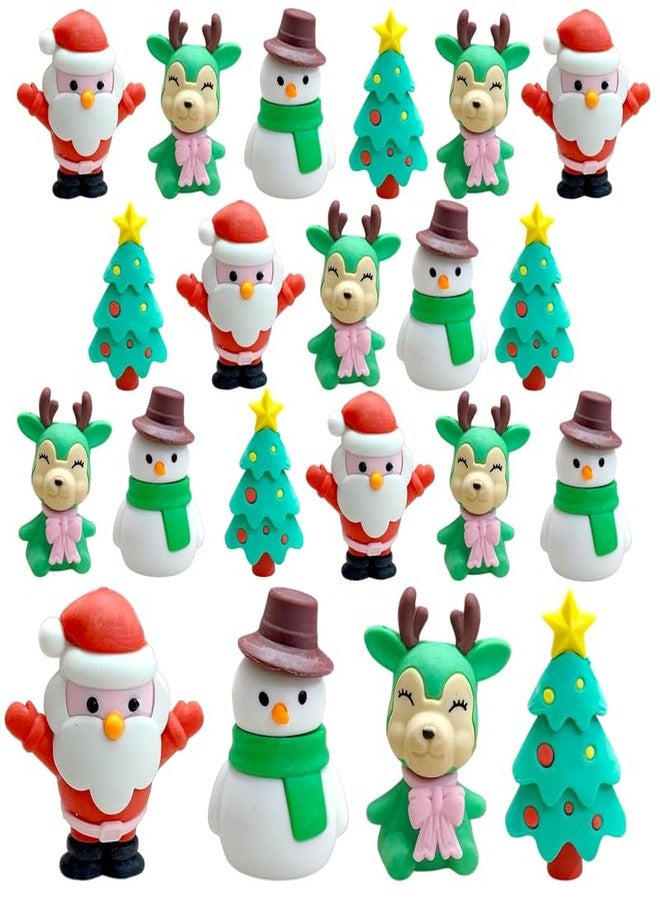 AMYCAUR Colorful Designer Christmas Mini Erasers, Santa Stationery Gift for Kids, Christmas Theme Erasers, Combo Fancy Eraser for Children, Return Gift for Kids (Pack of 12) - Image 1