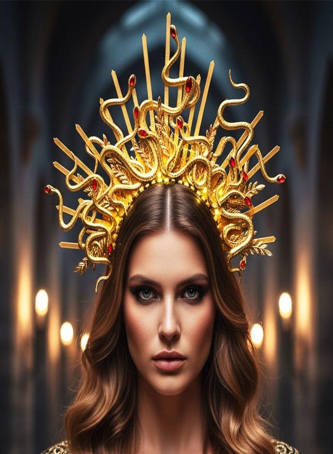 ACEDRE Light Up Snake Headband Gold Medusa Costume Halloween Hair Accessories for Women - Image 4