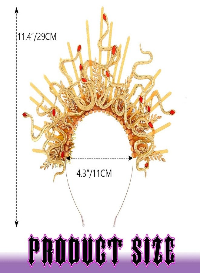 ACEDRE Light Up Snake Headband Gold Medusa Costume Halloween Hair Accessories for Women - Image 3