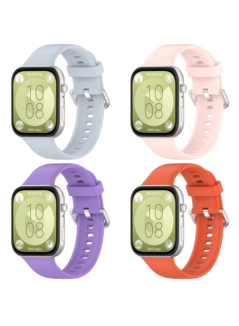 HW 4 PCS Soft Silicone Straps Suitable For Huawei Fit 3/Fit 4/Fit 4 Pro, Waterproof, Breathable, And Adjustable Sports Strap  - Image 1