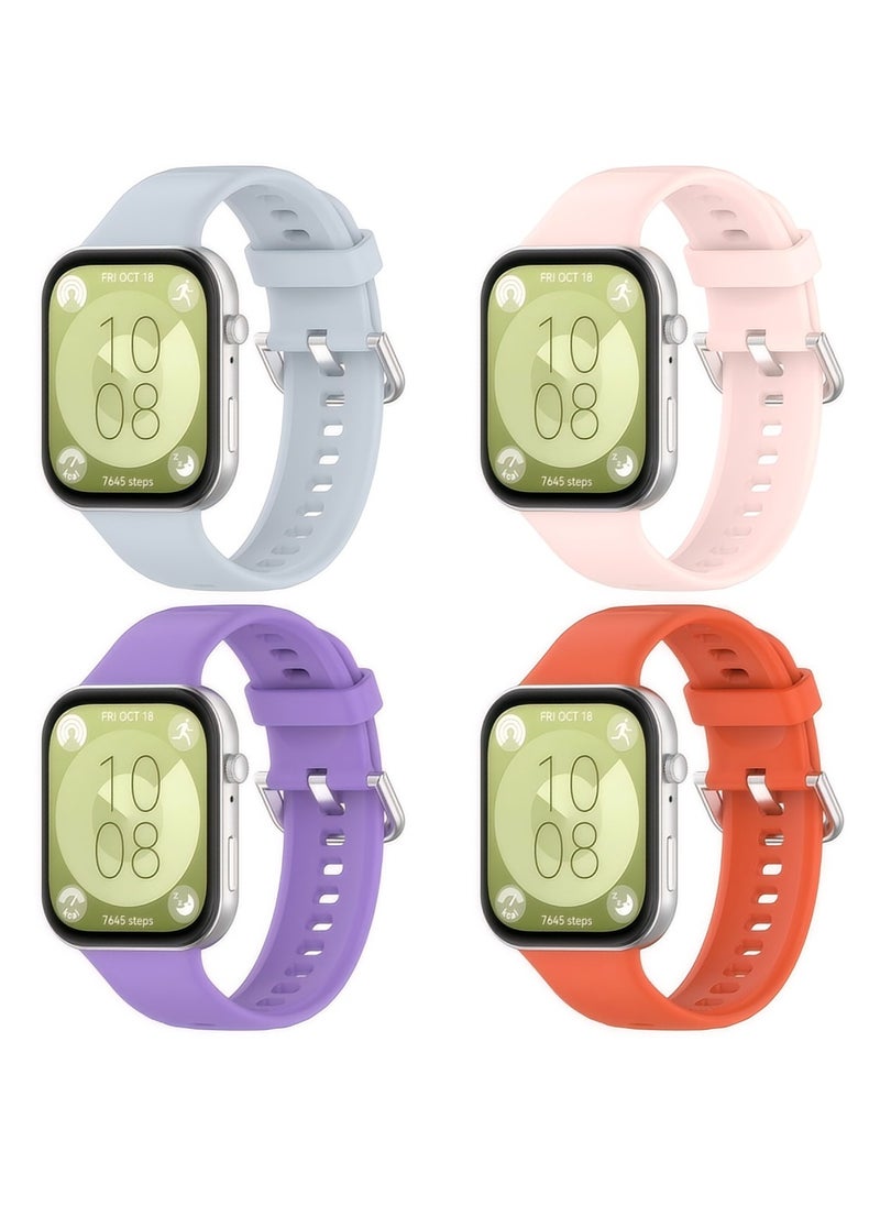 HW - 4 PCS Strap for HUAWEI Watch Fit 3, Silicone Watchband Replacement Bracelet - Image 1