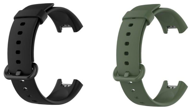 EDNITA Redmi Watch 2 Lite & Redmi GPS Smart Watch Band Strap with Soft Silicone Classic Strap & Secure Buckle - Black & Green - Pack of 2 - Image 1
