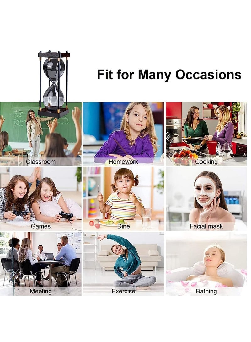 Captaintech 60 Minutes Hourglass Timer, Vintage Wooden Men's Ladies Quiet Clock for Home Office Kitchen Wedding Decor Ornaments Black - Image 4