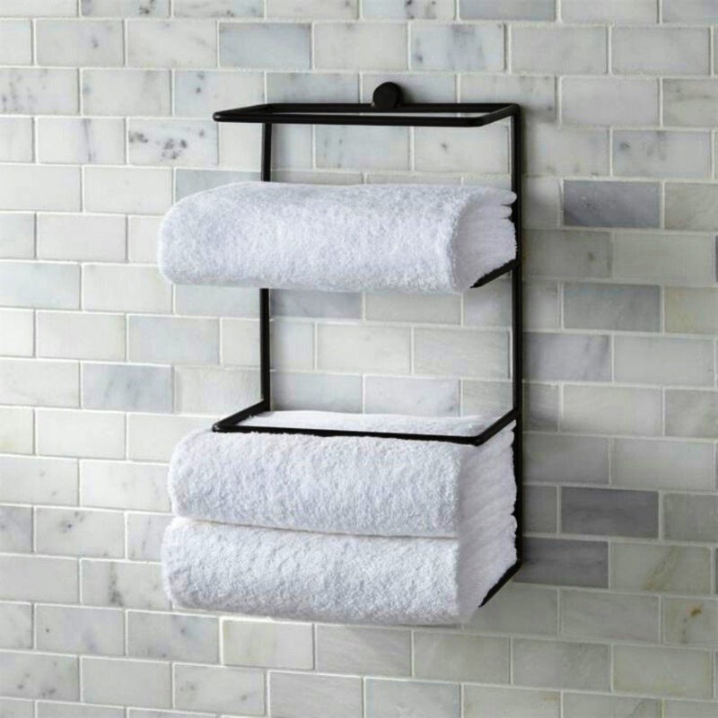 INDIAN DECOR - Towel Stand/Bathroom Shelf/Towel Rack/Bathroom Stand/Bathroom Storage/Towel Shelf - Black - Image 1