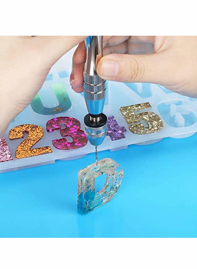 Zikra Resin Molds Silicone 12 cm Steel Hand Drill with 10 PCS Drill Bits (0.8-3 mm), Precision Hand Drill Tools for Resin Plastic Wood Polymer Clay, DIY Jewelry Keychain Pendant Making - Image 2