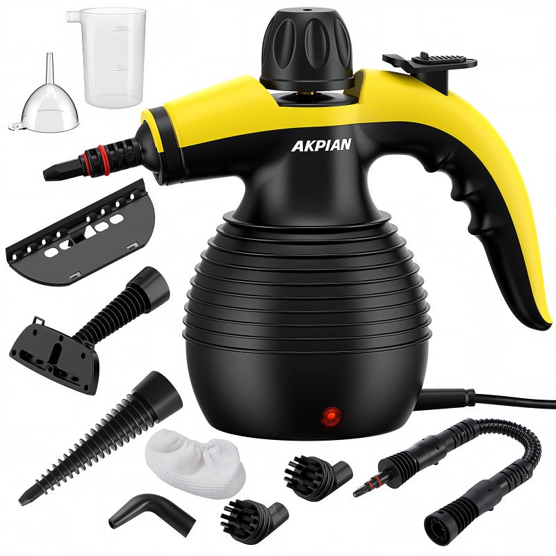 AKPIAN Handheld Steam Cleaner Steamer for Cleaning Multipurpose Portable Steam Cleaners for Home Use with Safety Lock and 10 Accessory Kit to Remove Grime Grease and More Save Time and Effort - Image 2
