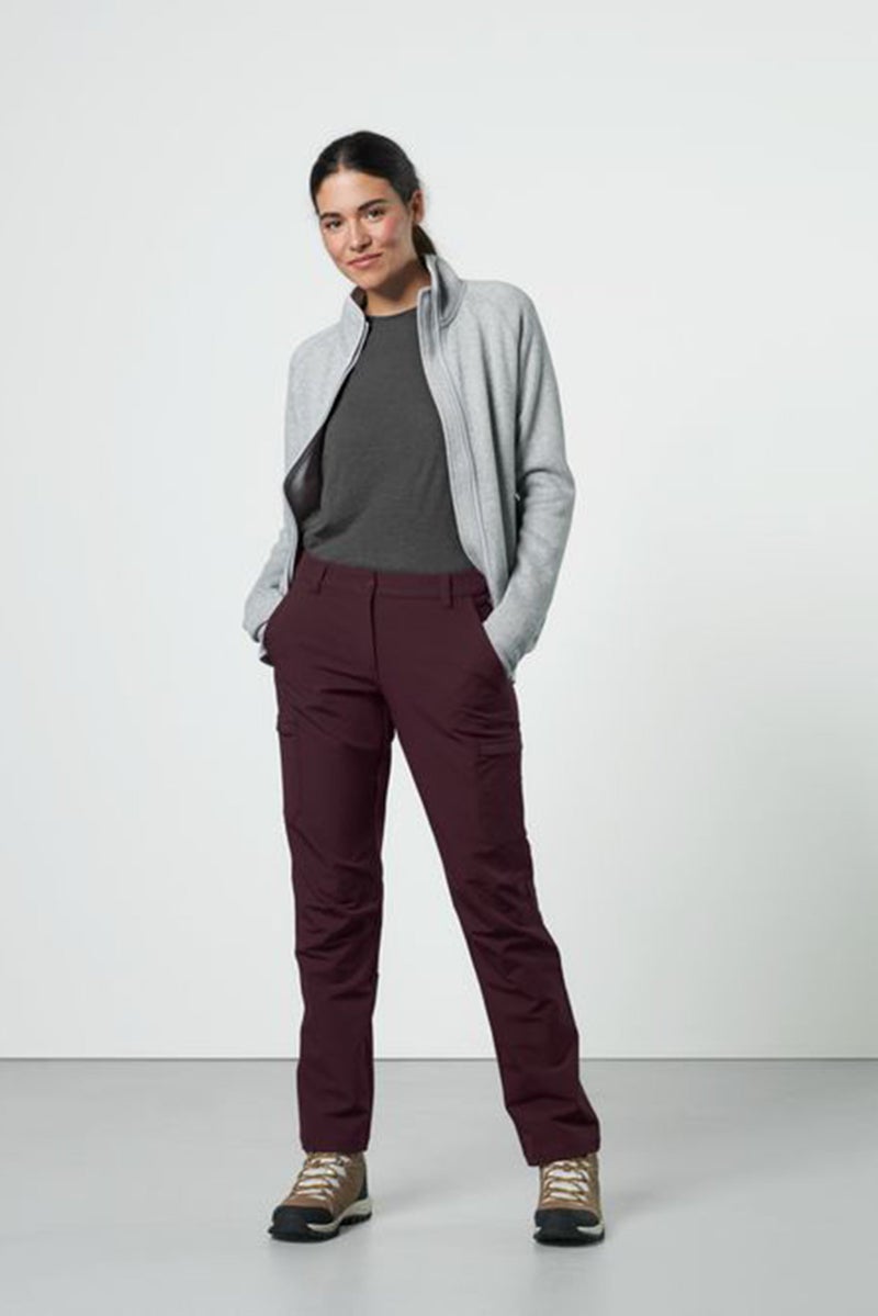 Tchibo بنطال كارجو نسائي بقصة عادية قابل للتمدد، بورغندي - Image 1