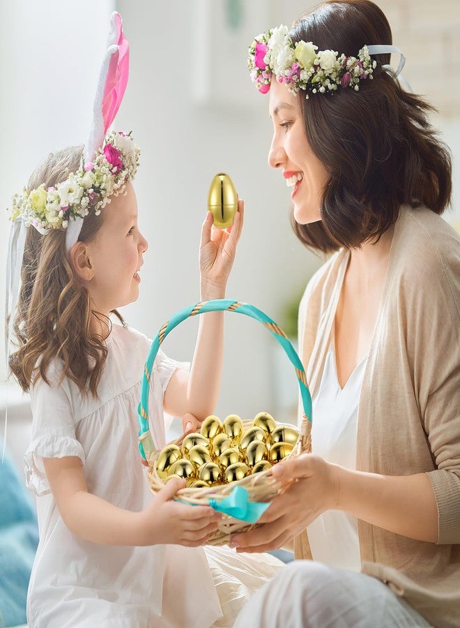 DEARMAMY ٢٠ بيضة ذهبية لعيد الفصح، بيض بلاستيكي قابل للتعبئة بحجم ٢٫٤ بوصة، زينة عيد الفصح بالجملة للأعمال اليدوية، حشوات سلال الحفلات، دعائم التصوير، البحث عن البيض - Image 5