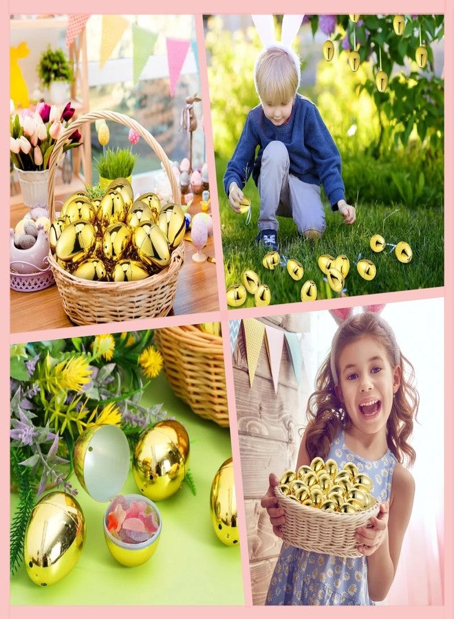 DEARMAMY ٢٠ بيضة ذهبية لعيد الفصح، بيض بلاستيكي قابل للتعبئة بحجم ٢٫٤ بوصة، زينة عيد الفصح بالجملة للأعمال اليدوية، حشوات سلال الحفلات، دعائم التصوير، البحث عن البيض - Image 4