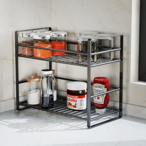 WonderStand PRIMUS | Metal 2-Tier Organizer (Black)| Shelf Storage Rack | Storage Shelf for Home Kitchen And Bathroom - Image 2