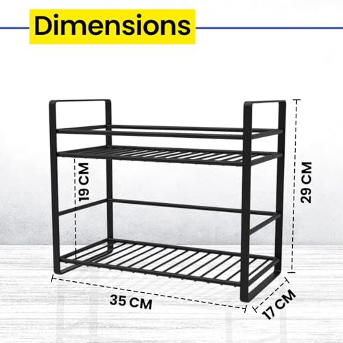 WonderStand PRIMUS | Metal 2-Tier Organizer (Black)| Shelf Storage Rack | Storage Shelf for Home Kitchen And Bathroom - Image 3