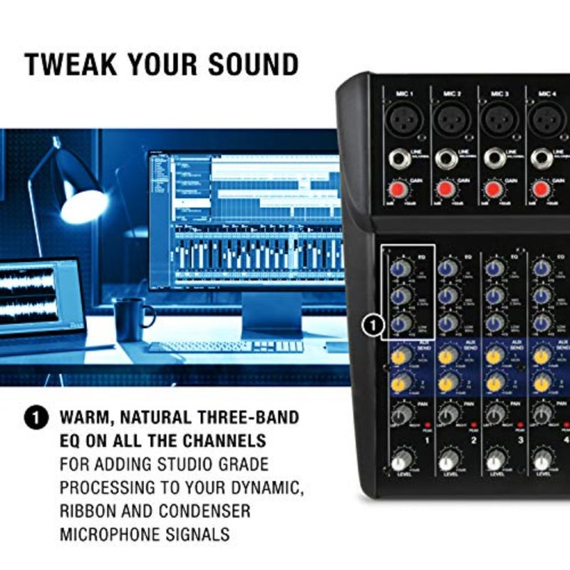 مكتب خلط الصوت الاحترافي ZMX122FX ذو 8 قنوات مع تأثيرات مدمجة وأربعة مدخلات ميكروفون XLR ومدخلين استريو - Image 4