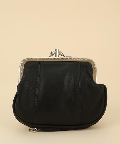LB LEATHERBOSS Leatherboss Genuine Leather Large Coin Purse Double Frame Wallet With Zipper Pocket, Black - Image 2