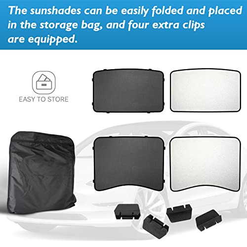 SUMK Roof Sunshade for Tesla Model 3 2023 2022 2021, Foldable Top Glass Sunshade for Tesla Model 3 Accessories with Detachable Skylight Reflective Covers - 4pcs - Image 2