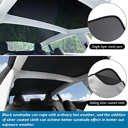 SUMK Roof Sunshade for Tesla Model 3 2023 2022 2021, Foldable Top Glass Sunshade for Tesla Model 3 Accessories with Detachable Skylight Reflective Covers - 4pcs - Image 3