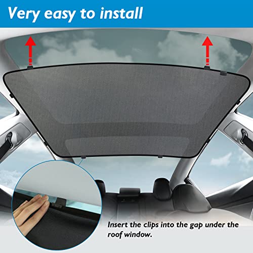 SUMK Roof Sunshade for Tesla Model 3 2023 2022 2021, Foldable Top Glass Sunshade for Tesla Model 3 Accessories with Detachable Skylight Reflective Covers - 4pcs - Image 4