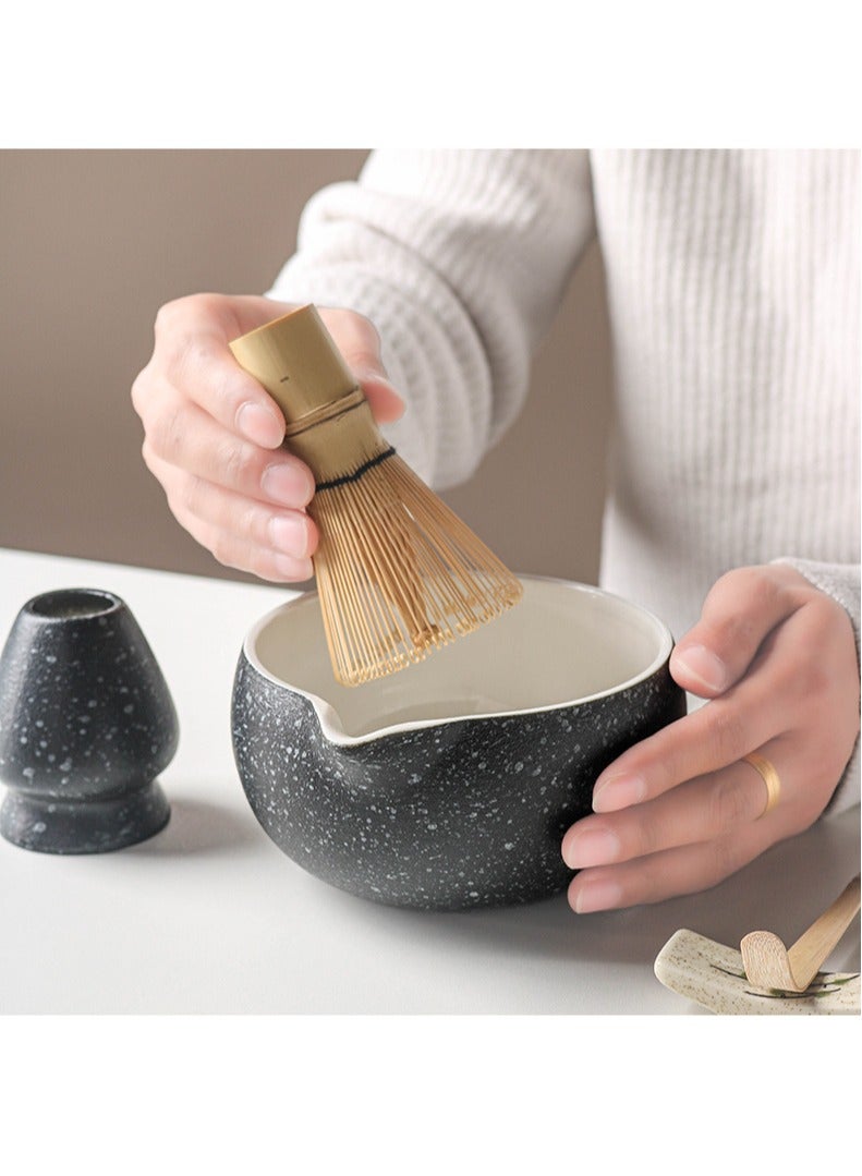 الرائد مجموعة هدايا من 10 قطع من شاي الماتشا الياباني مع خلاط ماتشا ووعاء خزفي آمن ومضرب خشبي ملعقة شاي مجموعة أدوات صنع الشاي اليدوية للمتاجر الداخلية لعشاق الشاي مجموعة اكسسوارات بداية مثالية للطقوس - Image 4