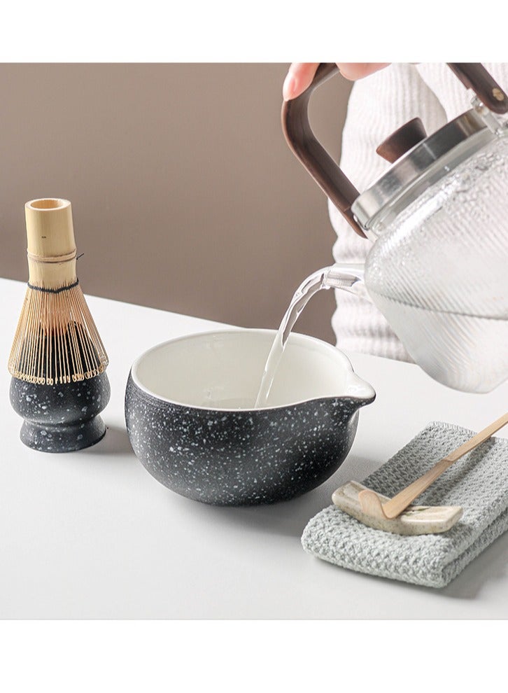 الرائد مجموعة هدايا من 10 قطع من شاي الماتشا الياباني مع خلاط ماتشا ووعاء خزفي آمن ومضرب خشبي ملعقة شاي مجموعة أدوات صنع الشاي اليدوية للمتاجر الداخلية لعشاق الشاي مجموعة اكسسوارات بداية مثالية للطقوس - Image 3