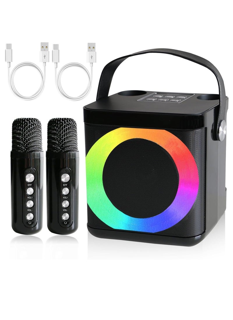 SU.YOSD Karaoke Machine with 2 Wireless Microphones, Portable Bluetooth Karaoke Set for Children Adults with Voice Changing Effects & LED Lights Boys Girls Gifts Home Party - Image 2