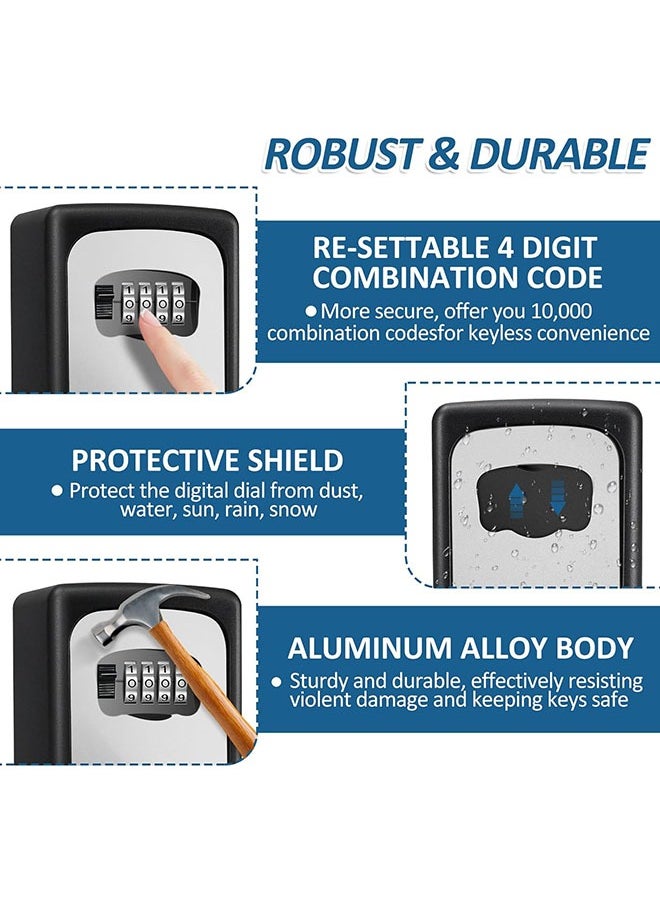 Arabest - Outdoor Key Storage Box,4 Position Metal Safety Deposit Box Storage Lock Box with Key Outdoor Wall Mounted Organizer - Image 1