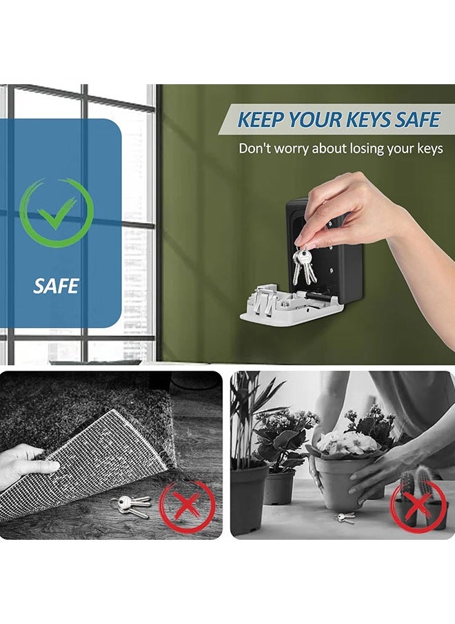 Arabest - Outdoor Key Storage Box,4 Position Metal Safety Deposit Box Storage Lock Box with Key Outdoor Wall Mounted Organizer - Image 1